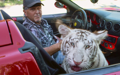 TYPE: Jeff Lowe eier i dag dyrehagen Joe Exotic drev i Oklahoma. Han hevder nå at det kommer mer snacks på Netflix for fansen. Her er han fotografert på en alminnelig biltur med en hvit tiger. Foto: Netflix TYPE: Jeff Lowe eier i dag dyrehagen Joe Exotic drev i Oklahoma. Han hevder nå at det kommer mer snacks på Netflix for fansen. Her er han fotografert på en alminnelig biltur med en hvit tiger. Foto: Netflix